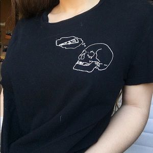 Brandy Melville Pizza Skull T Shirt Rare